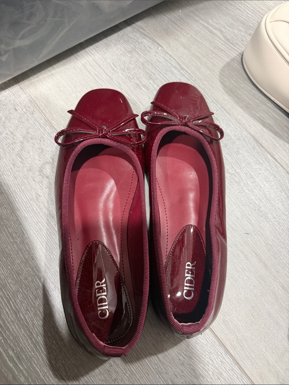 Cider Patent Burgundy Ballet Flats with Bow